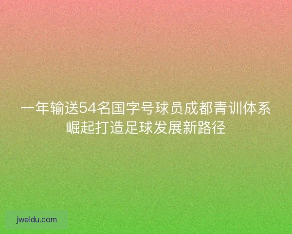 一年输送54名国字号球员成都青训体系崛起打造足球发展新路径