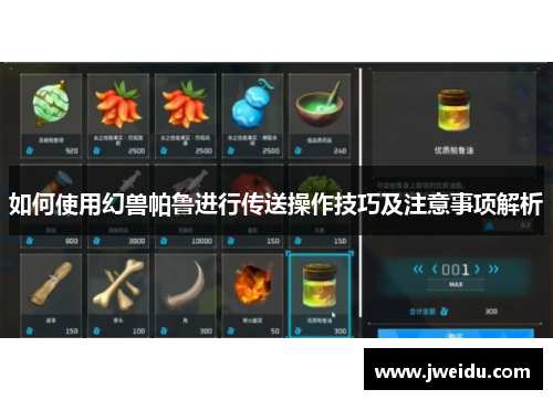 如何使用幻兽帕鲁进行传送操作技巧及注意事项解析